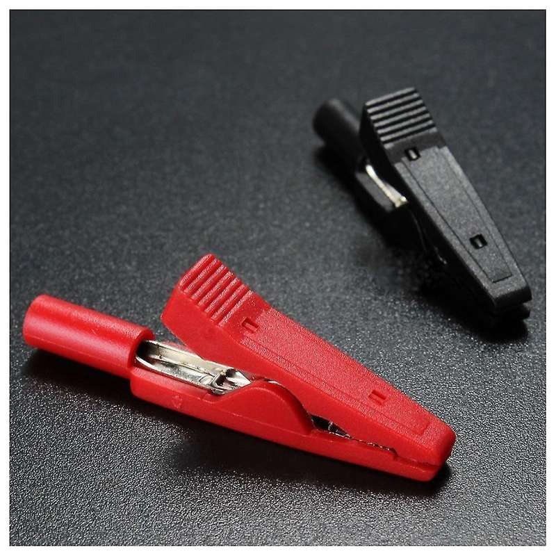 2x Insulated Alligator Clip Connector Clamp Testing Probe Red+black