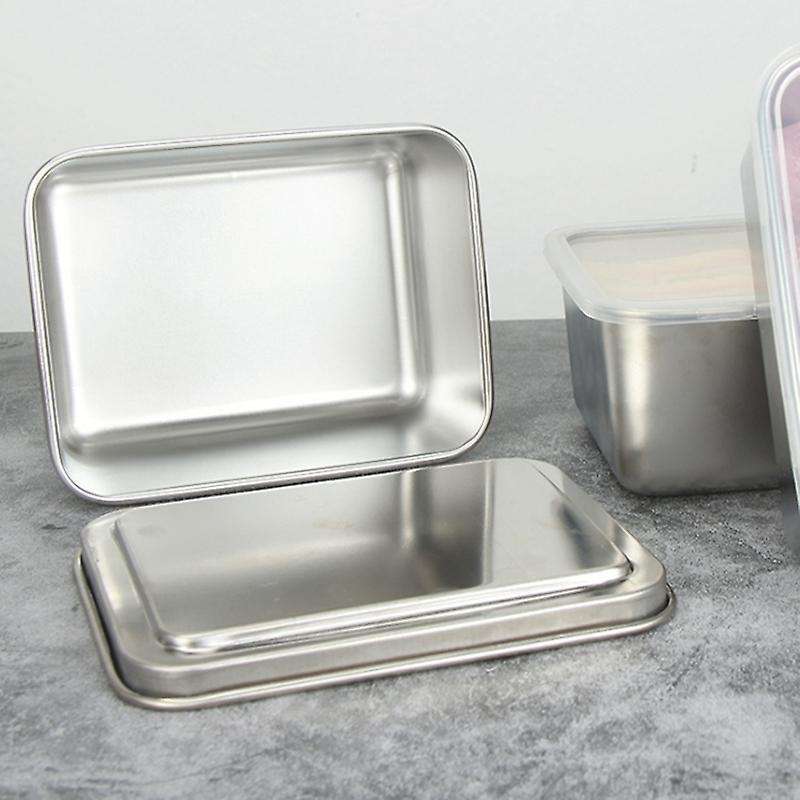 Stainless Steel Fresh-keeping Box with Lid Food Storage Box, B