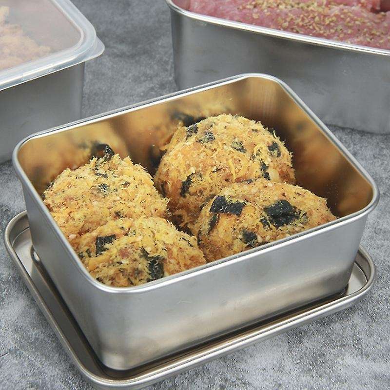 Stainless Steel Fresh-keeping Box with Lid Food Storage Box, B