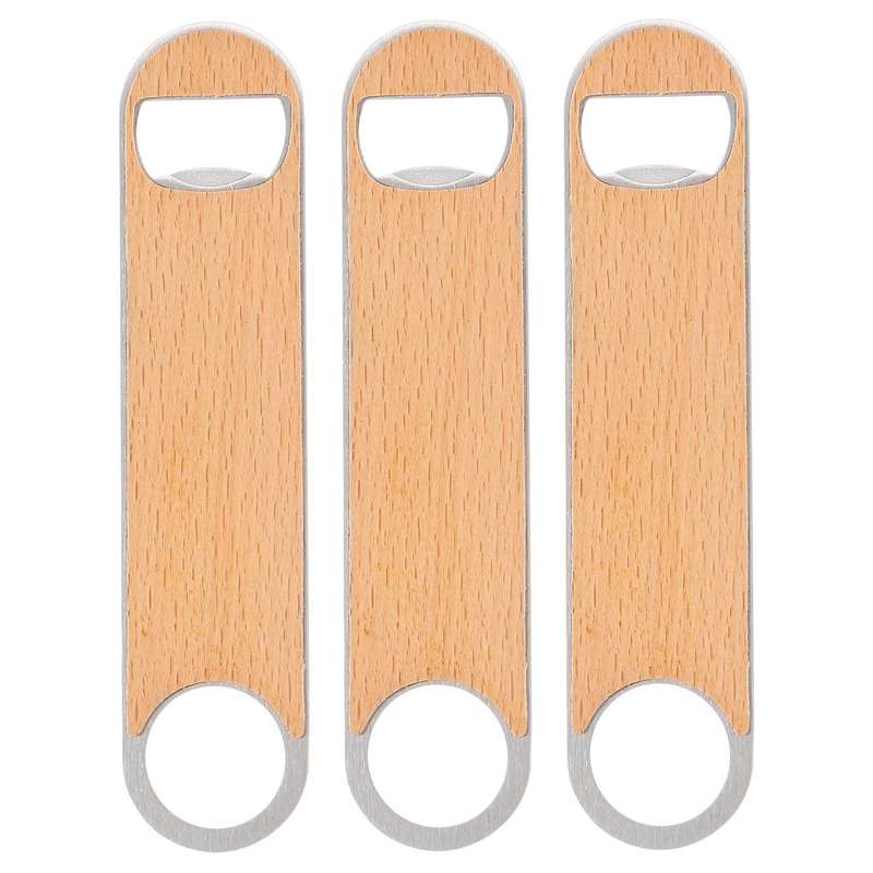 3 Pieces Of 7-inch Stainless Steel Bottle Opener, Wood Chip