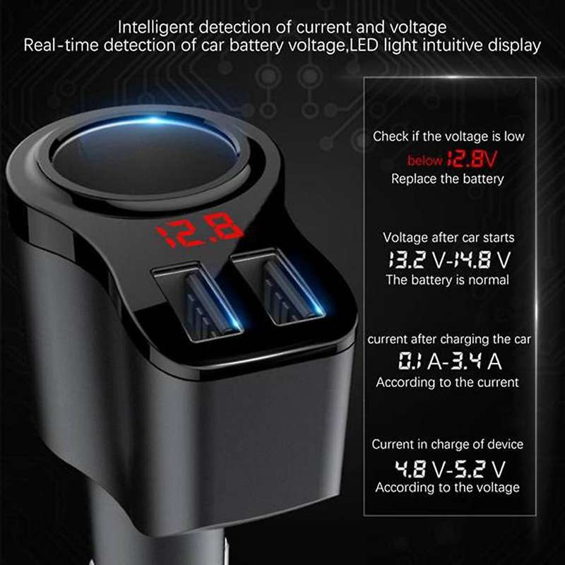 Car Charger Splitter 12v-24v Socket Power with Led Digital Display