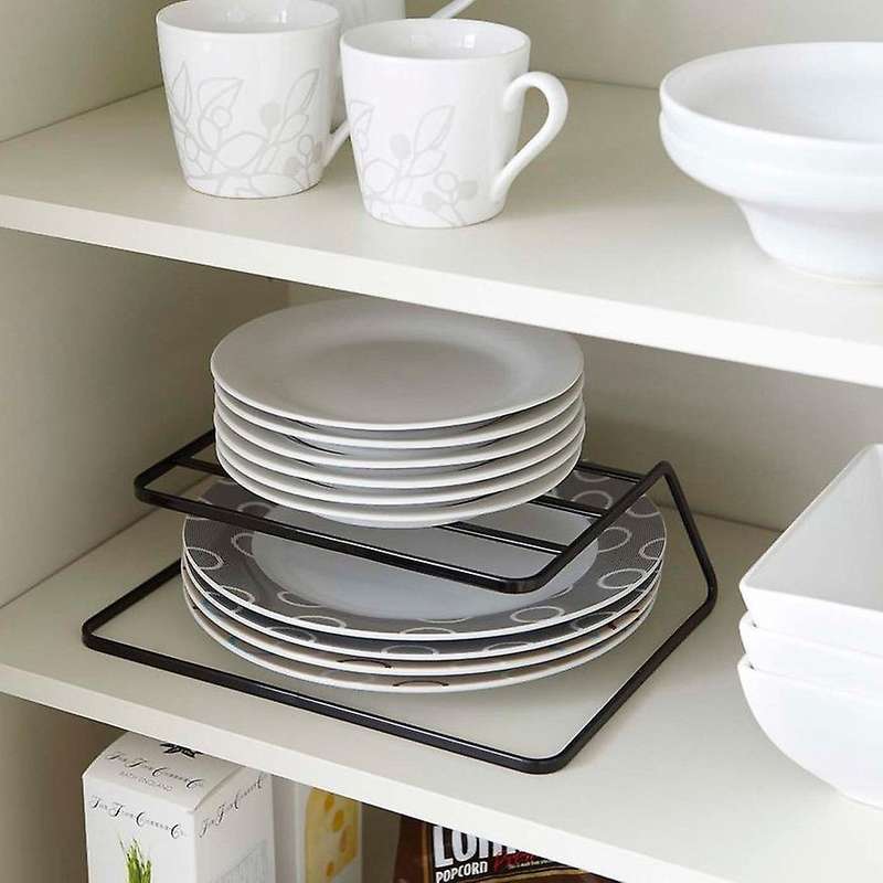 1pcs Dish Drying Rack 2 Layer Tableware Storage Rack Closet ,black