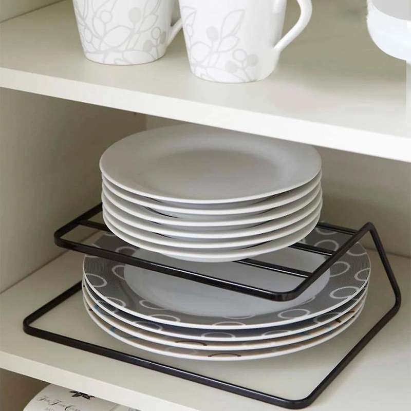 1pcs Dish Drying Rack 2 Layer Tableware Storage Rack Closet ,black