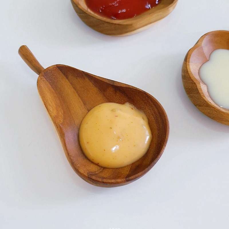 Wood Sauce Plate Pear Plates Wooden Wasabi Sauces Dispenser(pear)