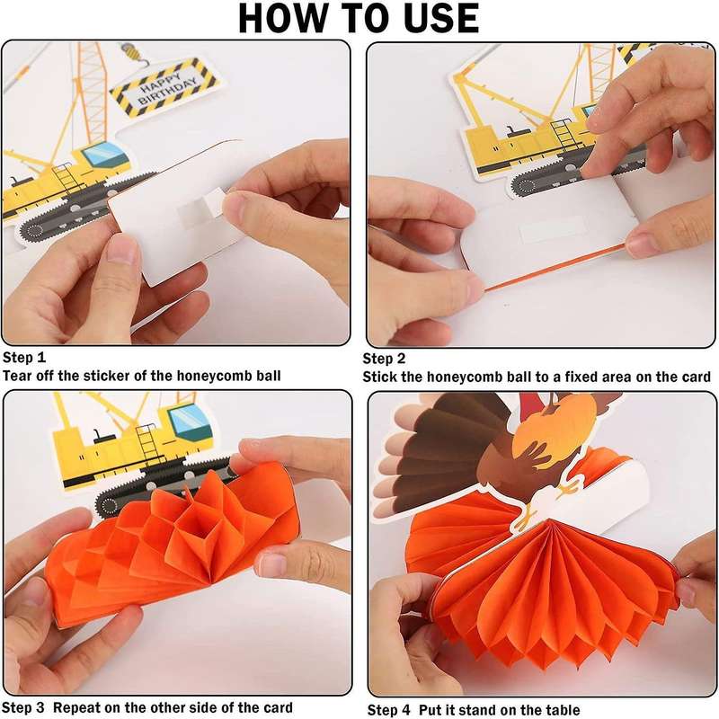 7 Pcs Truck Theme Decorations Construction Honeycomb Centerpieces