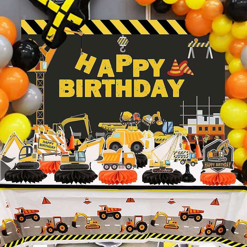 7 Pcs Truck Theme Decorations Construction Honeycomb Centerpieces