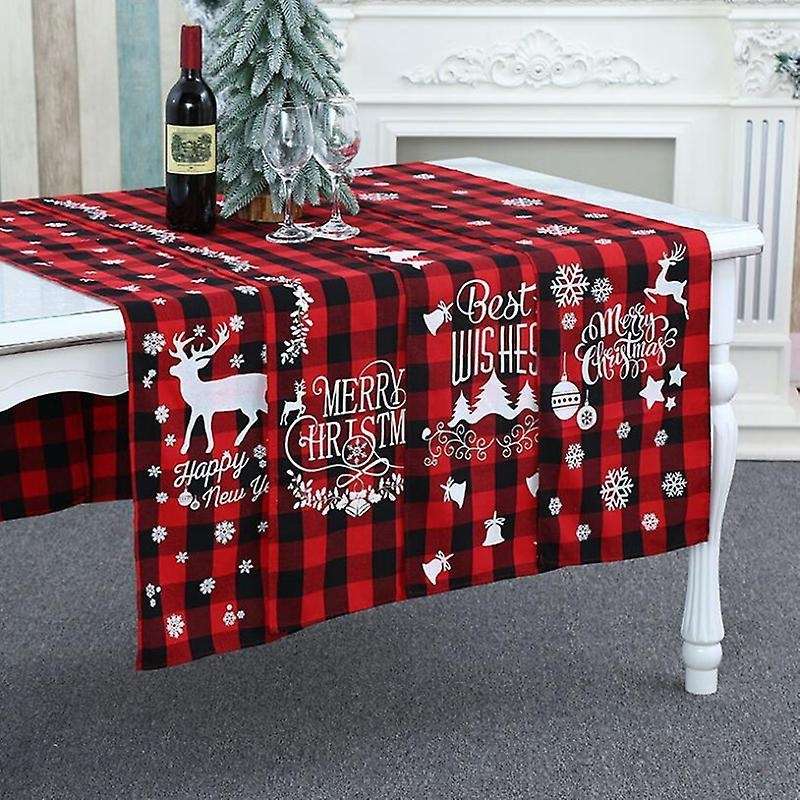 Grid Household Table Mat Cloth Set 180cmx31cm, Christmas Decoration,c