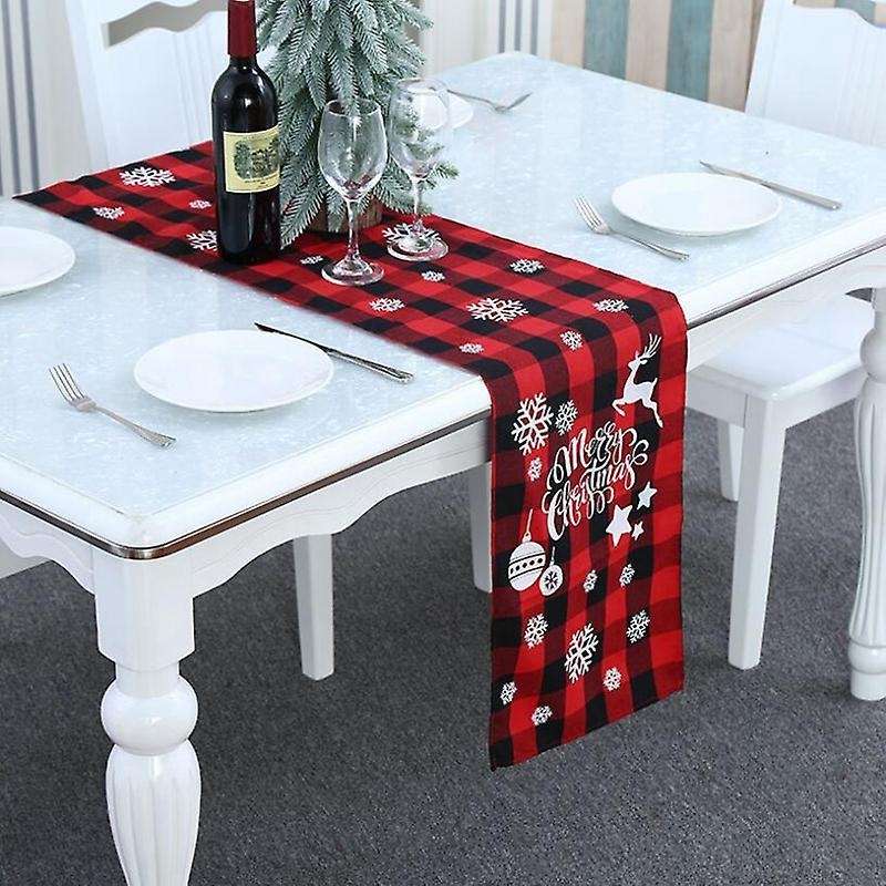 Grid Household Table Mat Cloth Set 180cmx31cm, Christmas Decoration,c