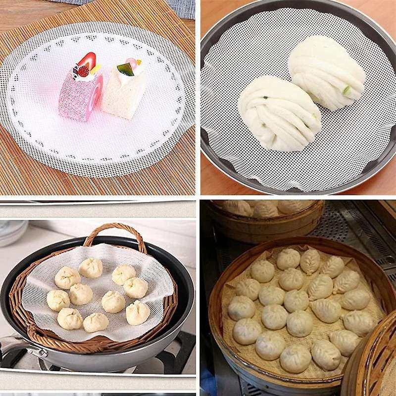 5 Pcs Silicone Steamer Mesh Mats, Reusable Non-stick Round 40cm