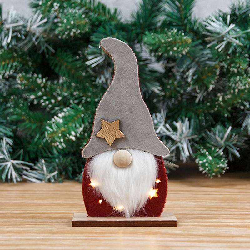 Christmas Statue Wood Glowing Faceless Elderly Ornament for Home,b