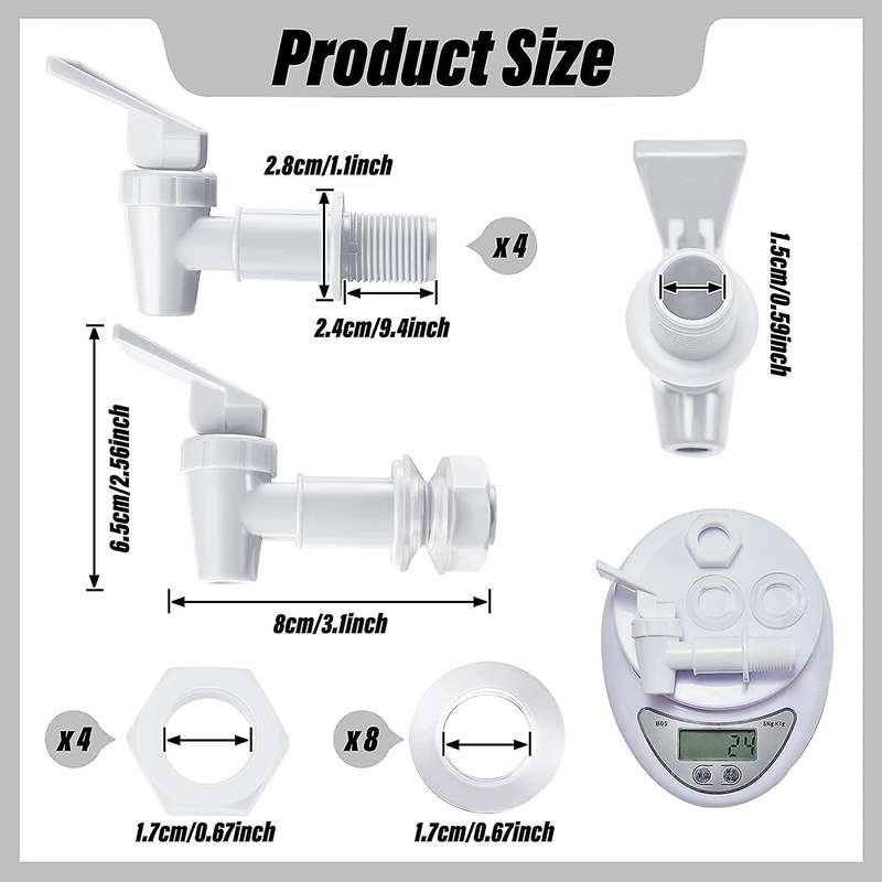 4 Pcs Cooler Faucet Water Bottle Jug, Dispenser Tap Set, Reusable B