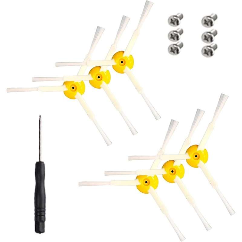 6pcs Spare Side Brushes for Roomba 500,600 and 700 Series - Screws