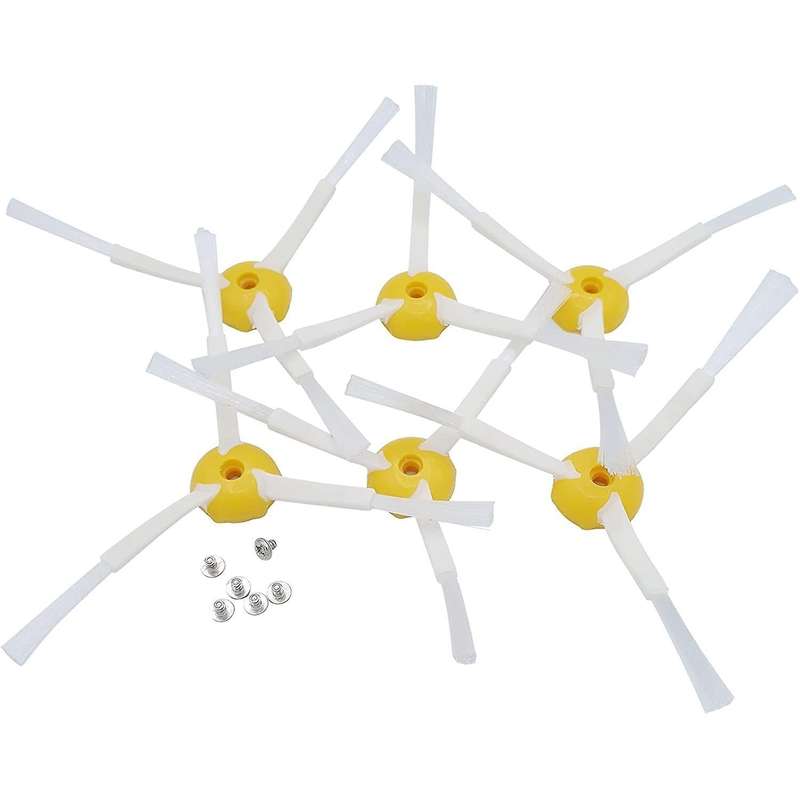 6pcs Spare Side Brushes for Roomba 500,600 and 700 Series - Screws