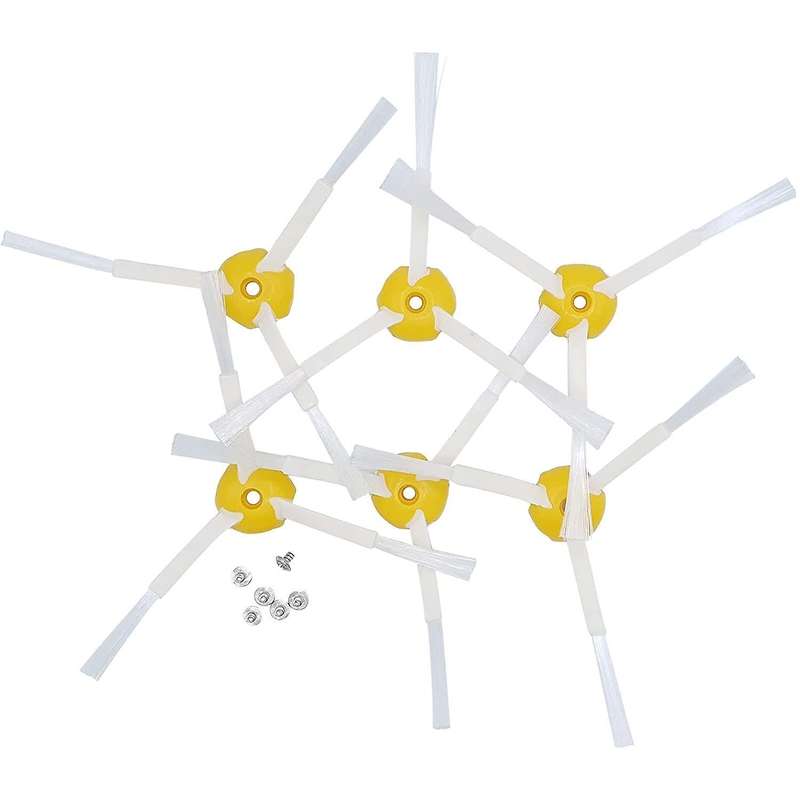 6pcs Spare Side Brushes for Roomba 500,600 and 700 Series - Screws