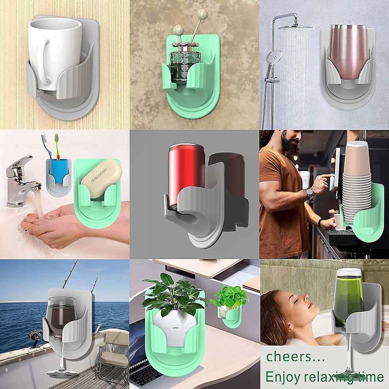 Shower Drink Holder,wine Glass/beer/can/bottle/beverage Holder Green