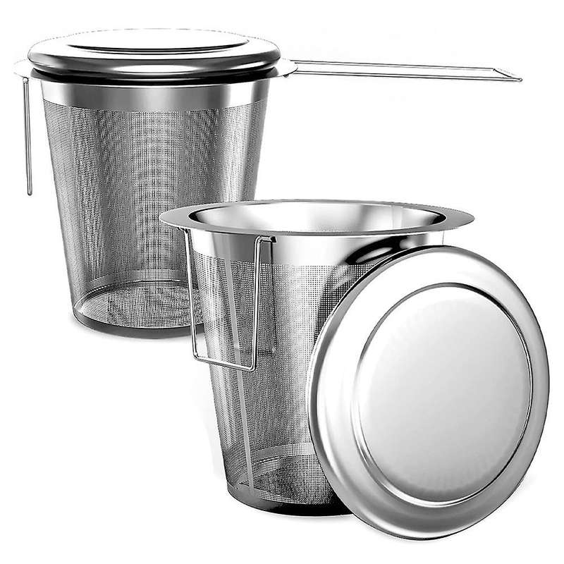 For Loose Tea - Pack Of 2 Tea Strainer with Lid and Handles