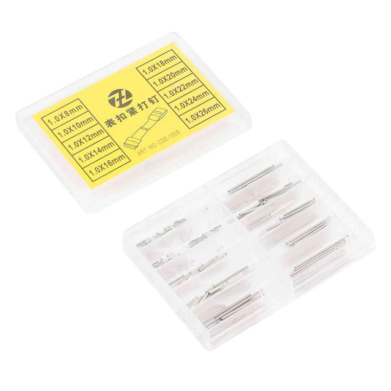 Tube Friction Pin Bars Pins & Rivet Ends for Watch Band 1.0mm 100 Pcs