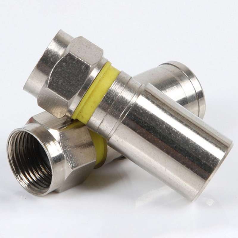 Copper Nickel-plated Inch Rg6 Four-shielded Extrusion F Head Standard