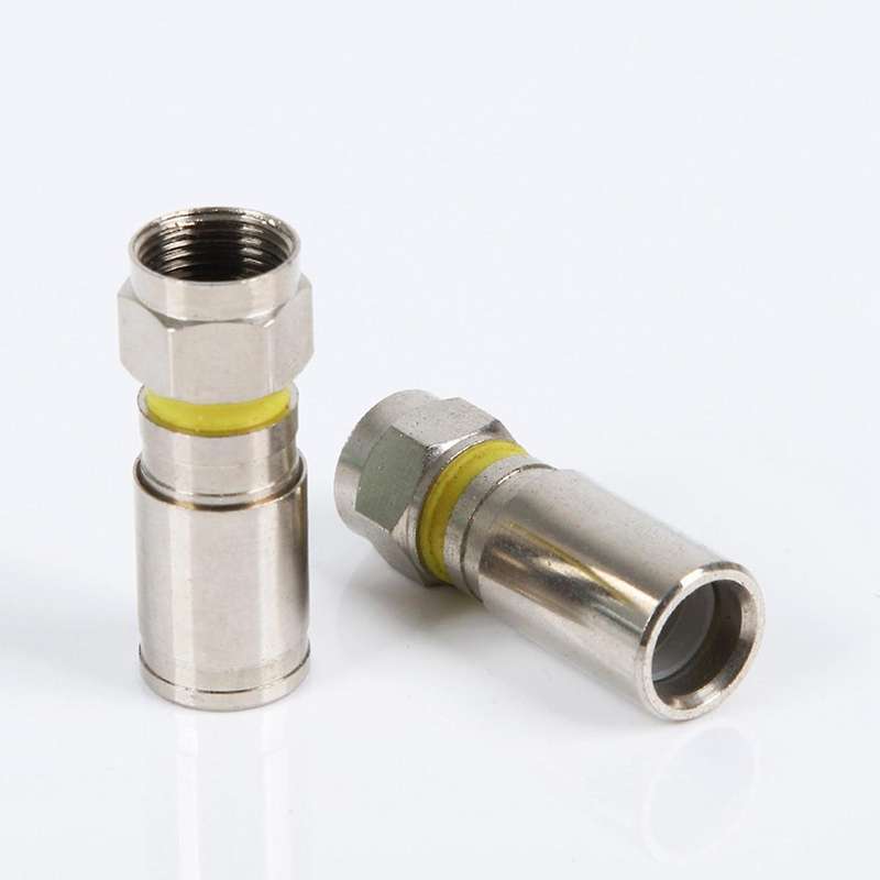 Copper Nickel-plated Inch Rg6 Four-shielded Extrusion F Head Standard