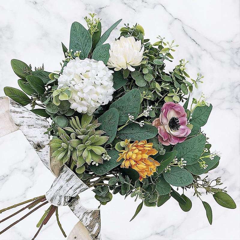 Mixed Eucalyptus Leaves Stems Bulk Artificial Eucalyptus Leaves