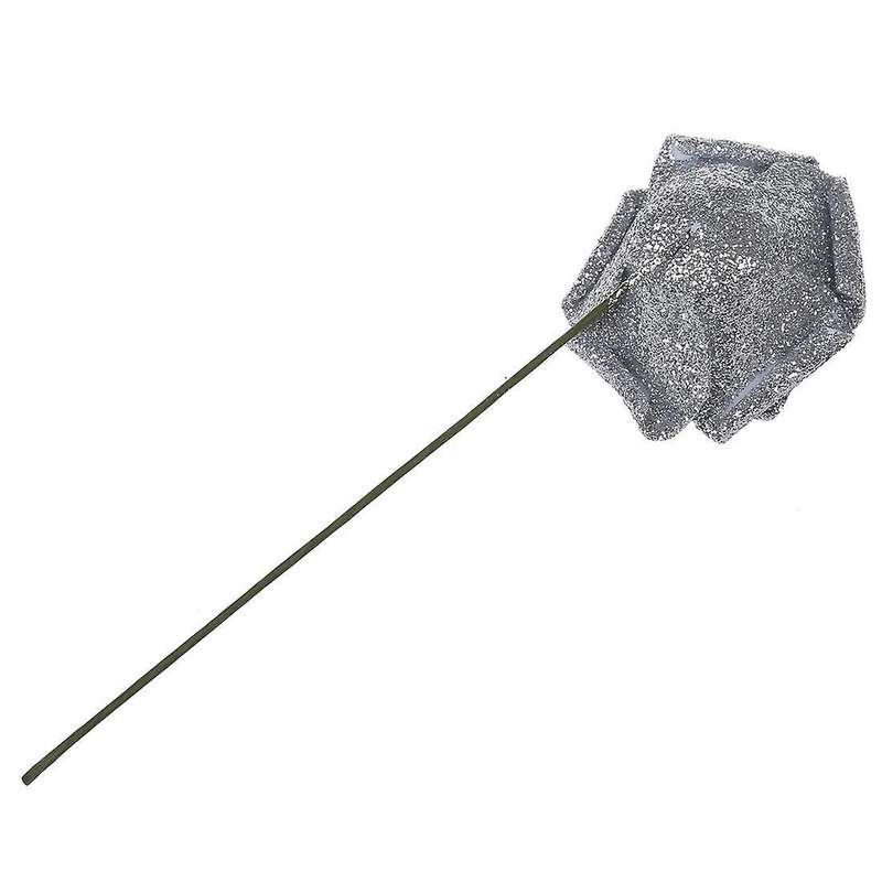 14 Foam Rose Artificial Flower Bridal Bouquet Silver