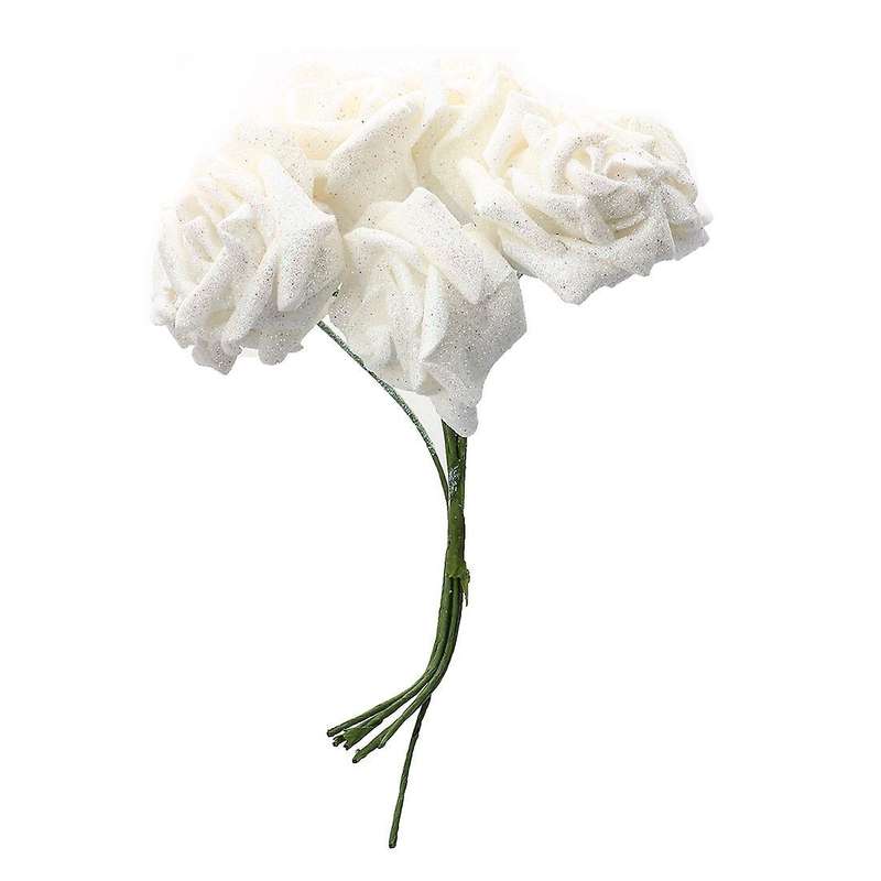 14 Foam Rose Artificial Flower Bridal Bouquet Silver