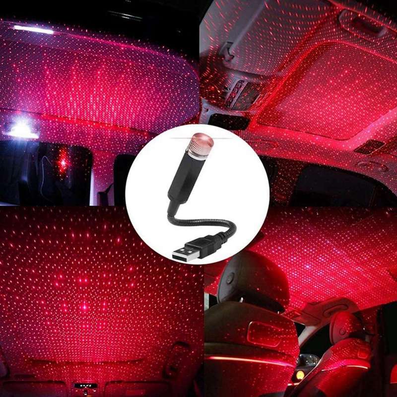 2x Car Roof Star Night Light Portable Adjustable Usb Flexible Led