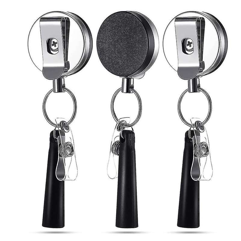 Metal Retractable Badge Reel with Pen Holder Flexible Pull Badge Pen