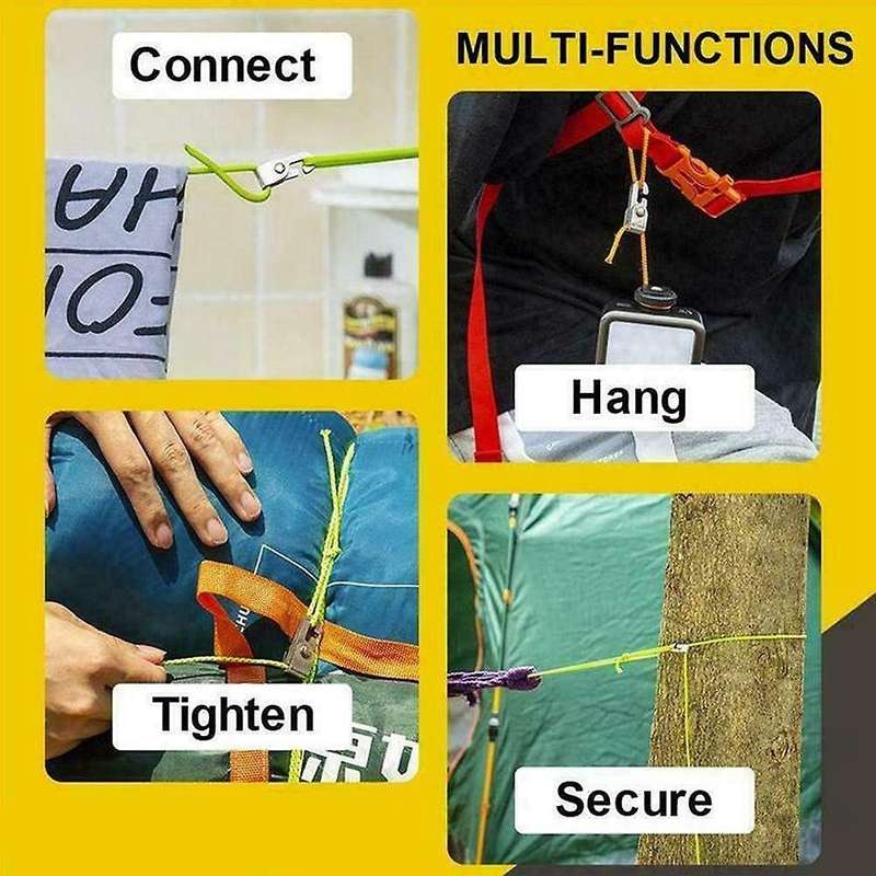 4pcs/pack Automatic Lock Hook with 5m Rope Camping Tent Hook