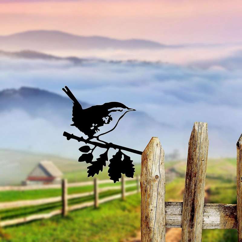 Metal Bird Silhouette Ornament On Branch Statue Home Garden Decor,a