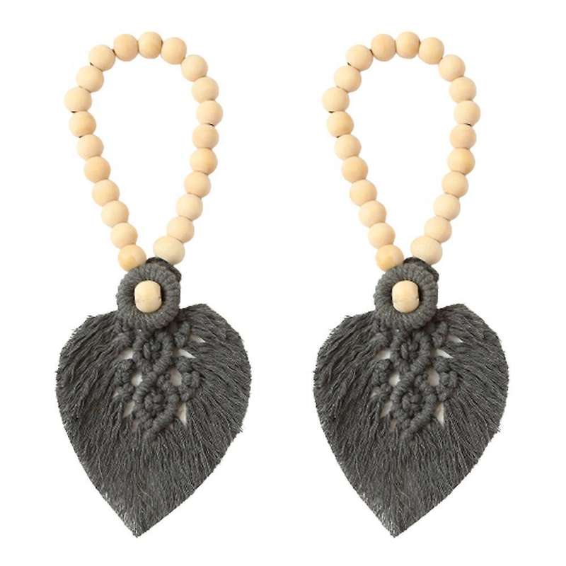 2pcs Wooden Beads Cotton Rope Woven Curtain Door Curtain Straps