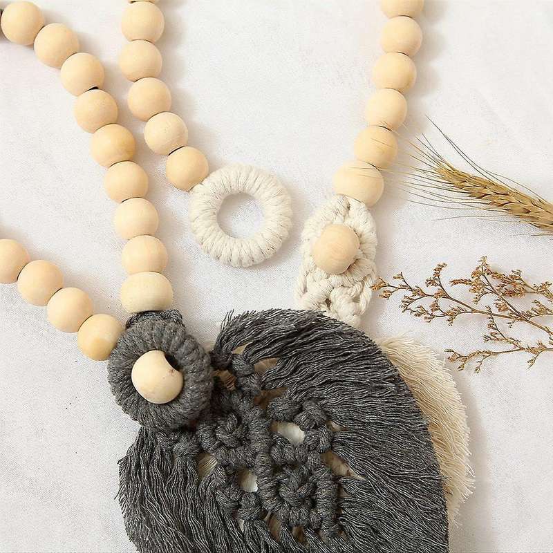 2pcs Wooden Beads Cotton Rope Woven Curtain Door Curtain Straps