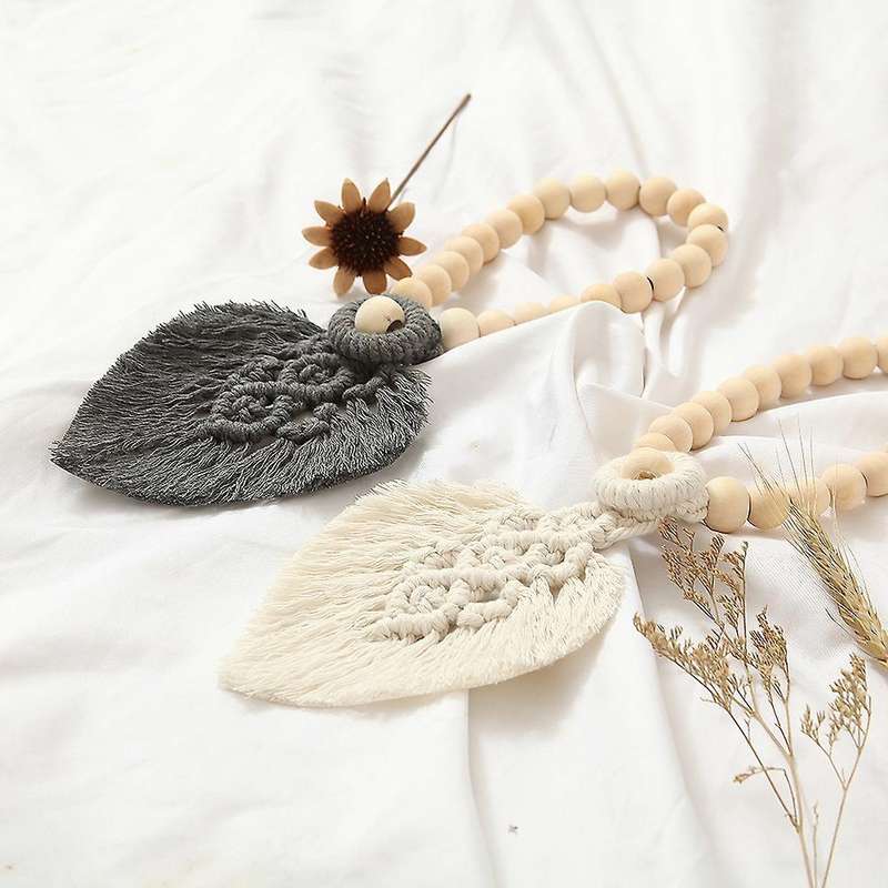 2pcs Wooden Beads Cotton Rope Woven Curtain Door Curtain Straps