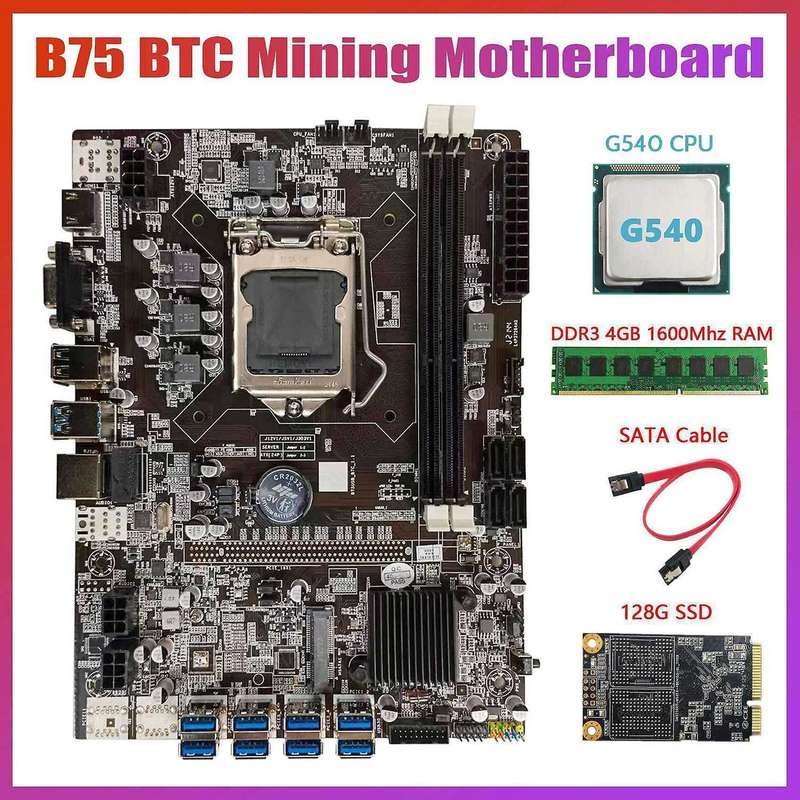 B75 Usb Btc Mining Motherboard+g540 Cpu+ddr3 4gb 1600mhz Ram