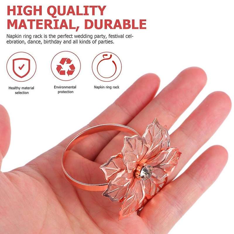 12 Pcs Metal Napkin Ring Flower Design Towel Napkin Ring Decoration