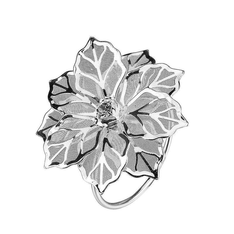 12 Pcs Metal Napkin Ring Flower Design Towel Napkin Ring Decoration