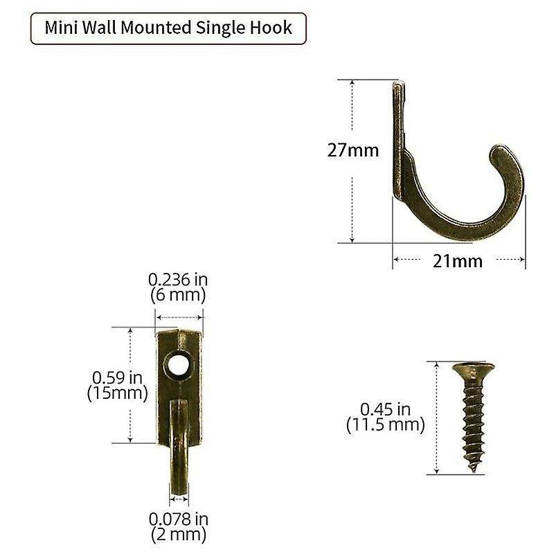 58 Pieces Wall Mounted Hook, Small Coat Hooks, Bronze