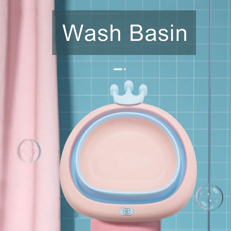 Newborn Baby Foldable Bath Tub Baby Shower Tubs Face Basin Blue