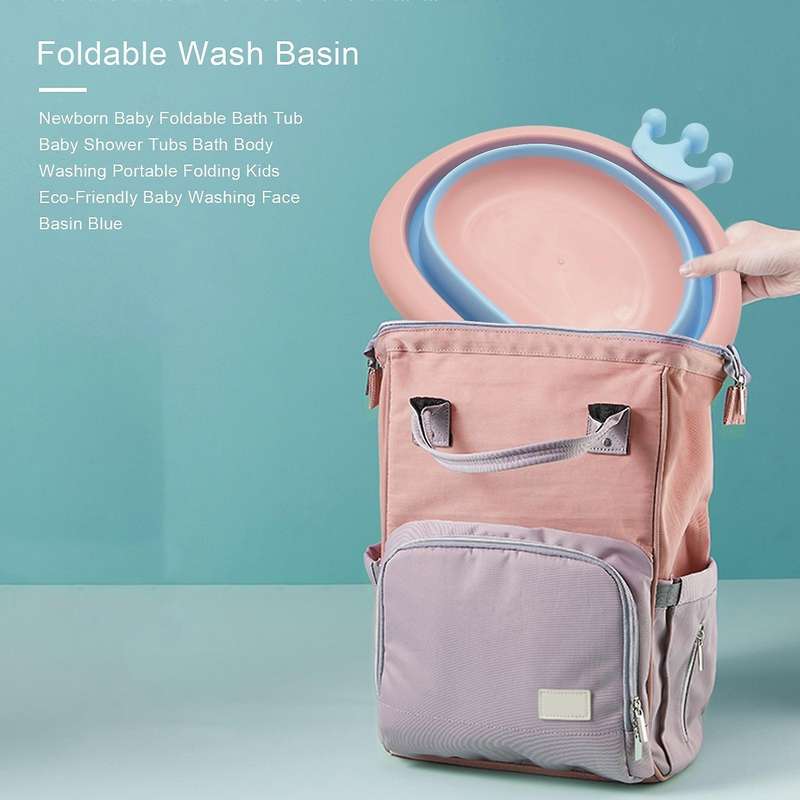 Newborn Baby Foldable Bath Tub Baby Shower Tubs Face Basin Blue