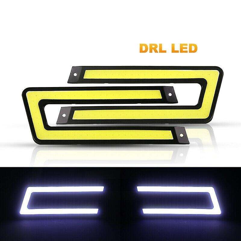 2pcs White Cob Drl Led Daytime Running Light for Universal Car