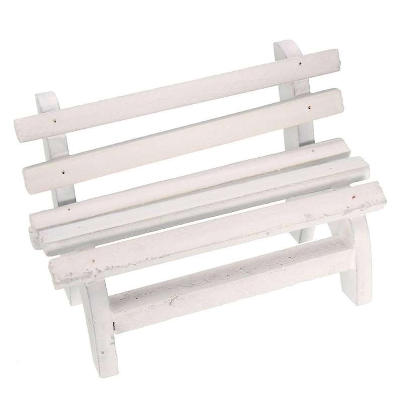 Miniature Landscape Diy Craft Garden Decor Wooden Chair Bench White