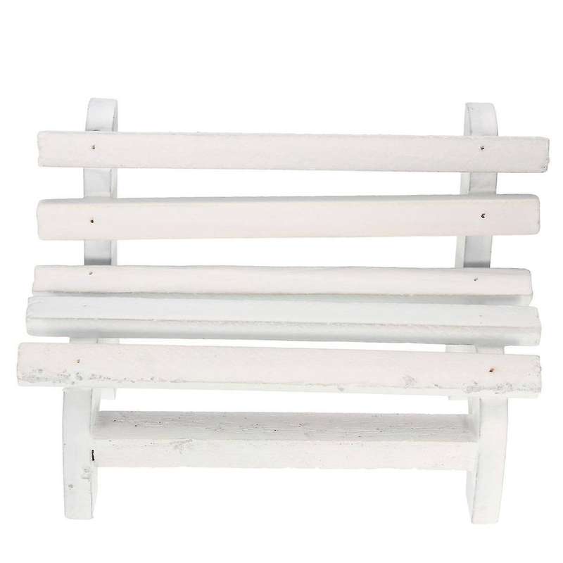 Miniature Landscape Diy Craft Garden Decor Wooden Chair Bench White