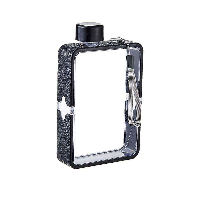 380ml Portable Transparent Kettle A5 Flat Paper Cup Mouth Drink Black