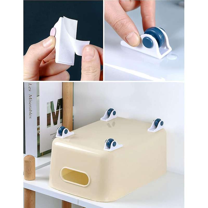 16pcs Storage Box Castors Wheels Self Adhesive Non Swivel Casters