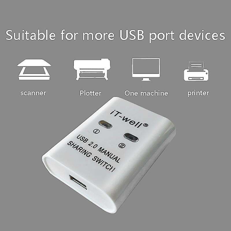 It-well Usb 2 In 1 Out Printer , 2-port Manual Kvm Converter White