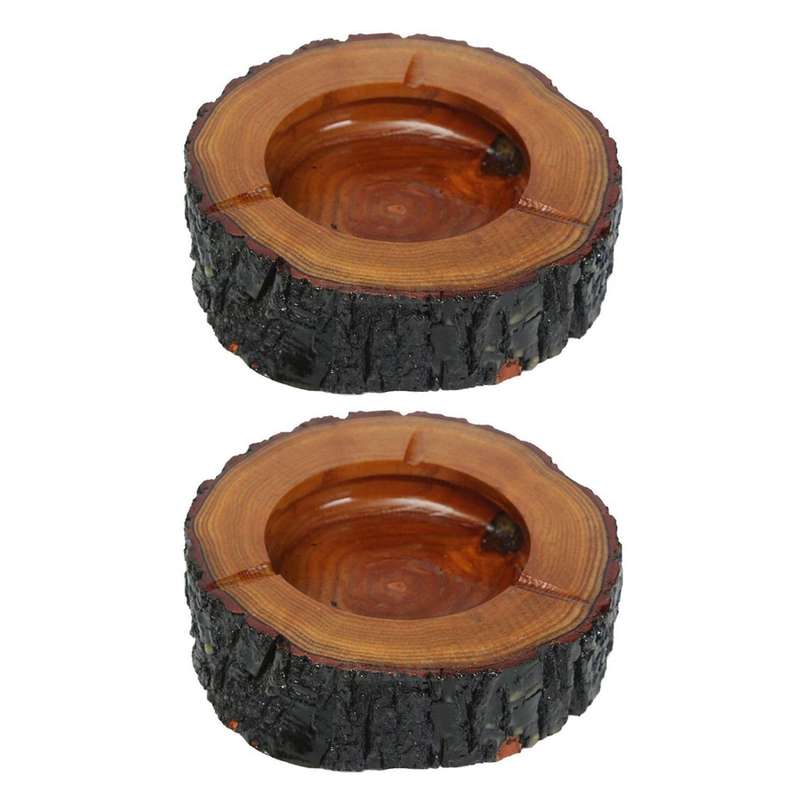 Bois Brun Rond Fumee Cendrier Tabac Porte-cendre De Cigarette 9-10cm