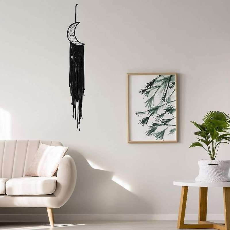 Macrame Boho Black Moon Dream Catcher,nursery Decor Finds Wall Decor