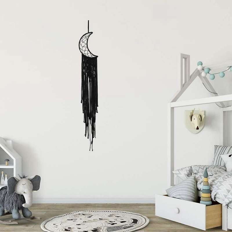 Macrame Boho Black Moon Dream Catcher,nursery Decor Finds Wall Decor