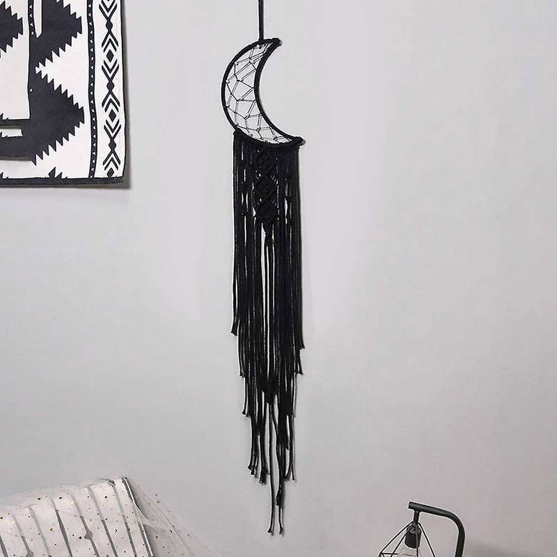 Macrame Boho Black Moon Dream Catcher,nursery Decor Finds Wall Decor
