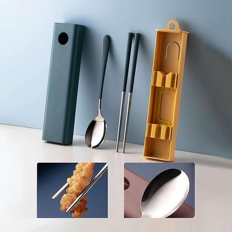 Stainless Steel Cutlery Set Chopsticks Spoon Set with Box Pink